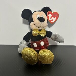 Sparkle Disney Mickey Mouse Stuffed Plush‎ Toy 8" Tall Ty collectible